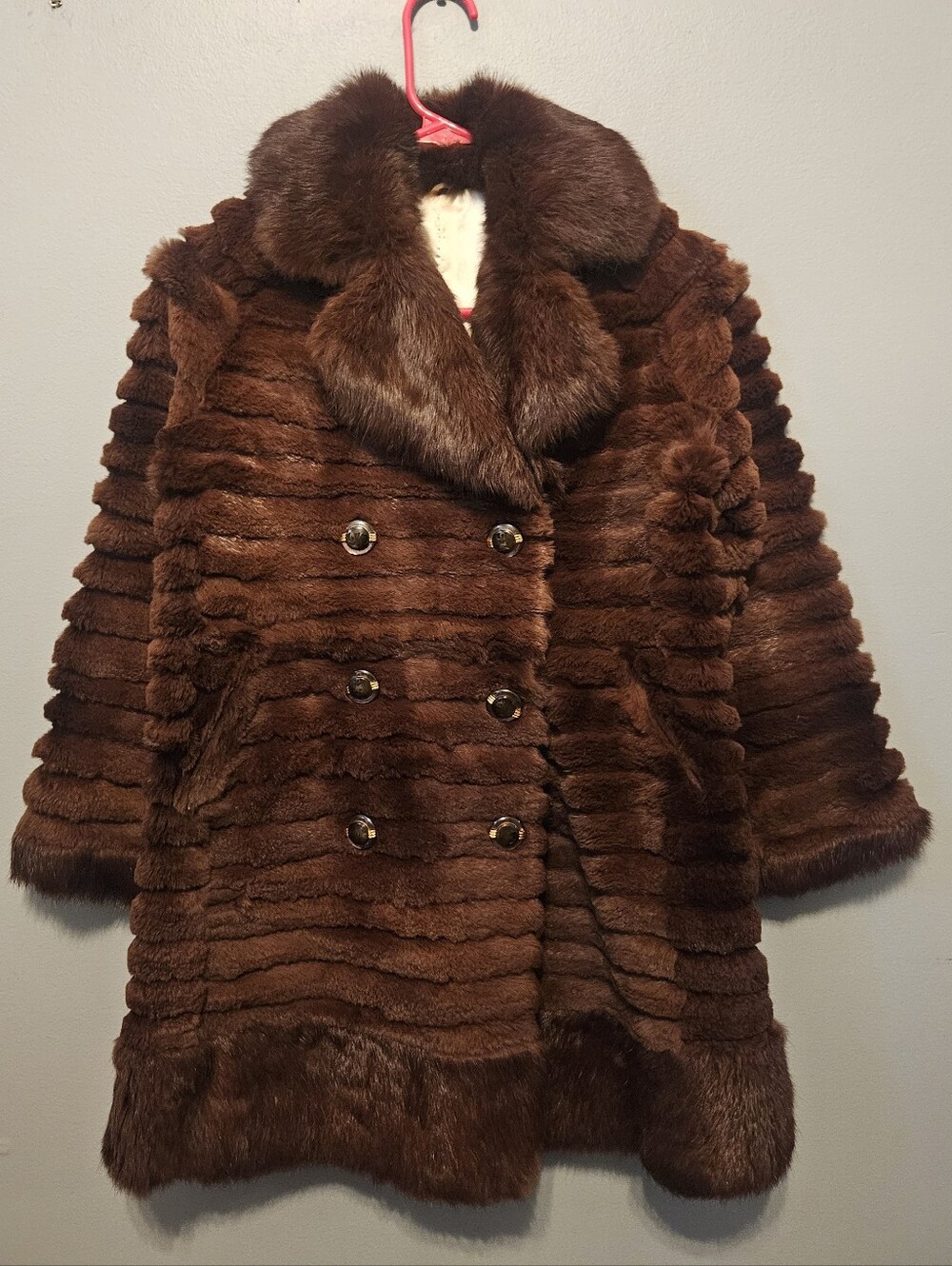 Vintage 40s 50's Brown Beaver Mink Fur Coat 3/4 Sleeve Size Small ? (Vintage 9)